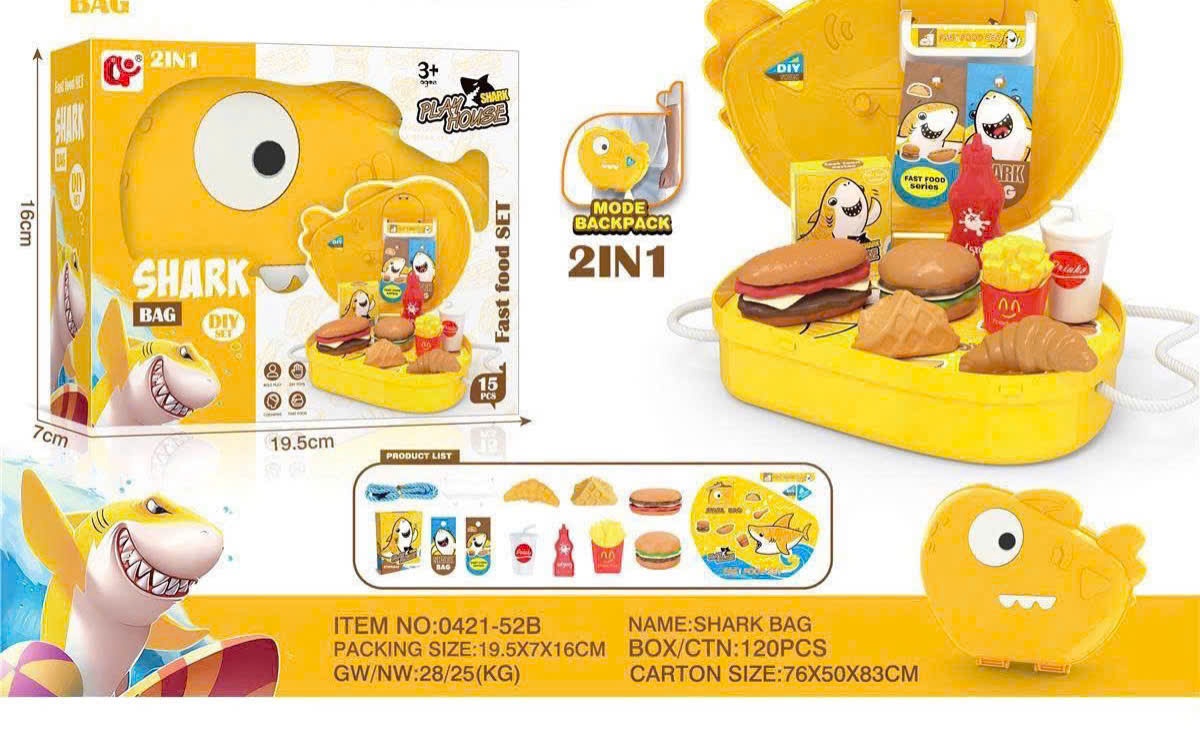 Đồ chơi nhà bếp hình cá mập Fast Food set 15 chi tiết cho bé Tmark