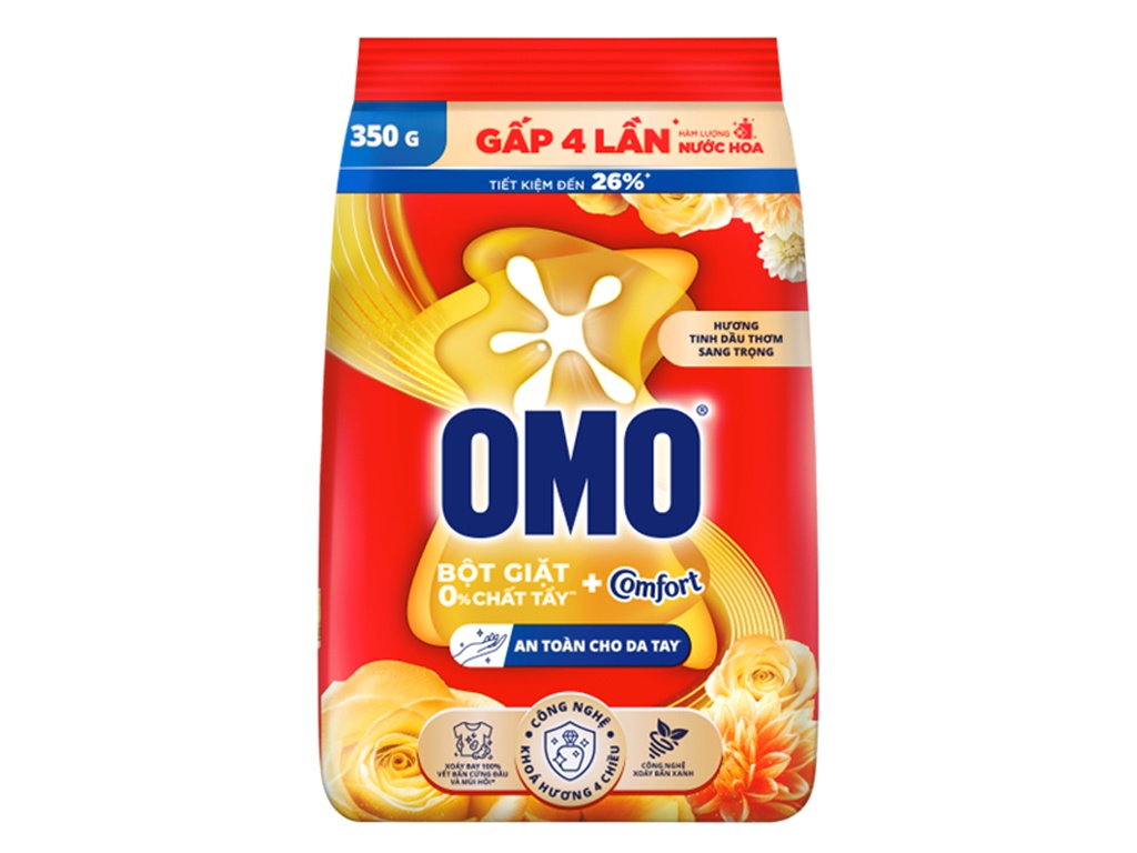 Bột giặt Omo ComFort tinh dầu thơm 350g (Kiện 36 gói)