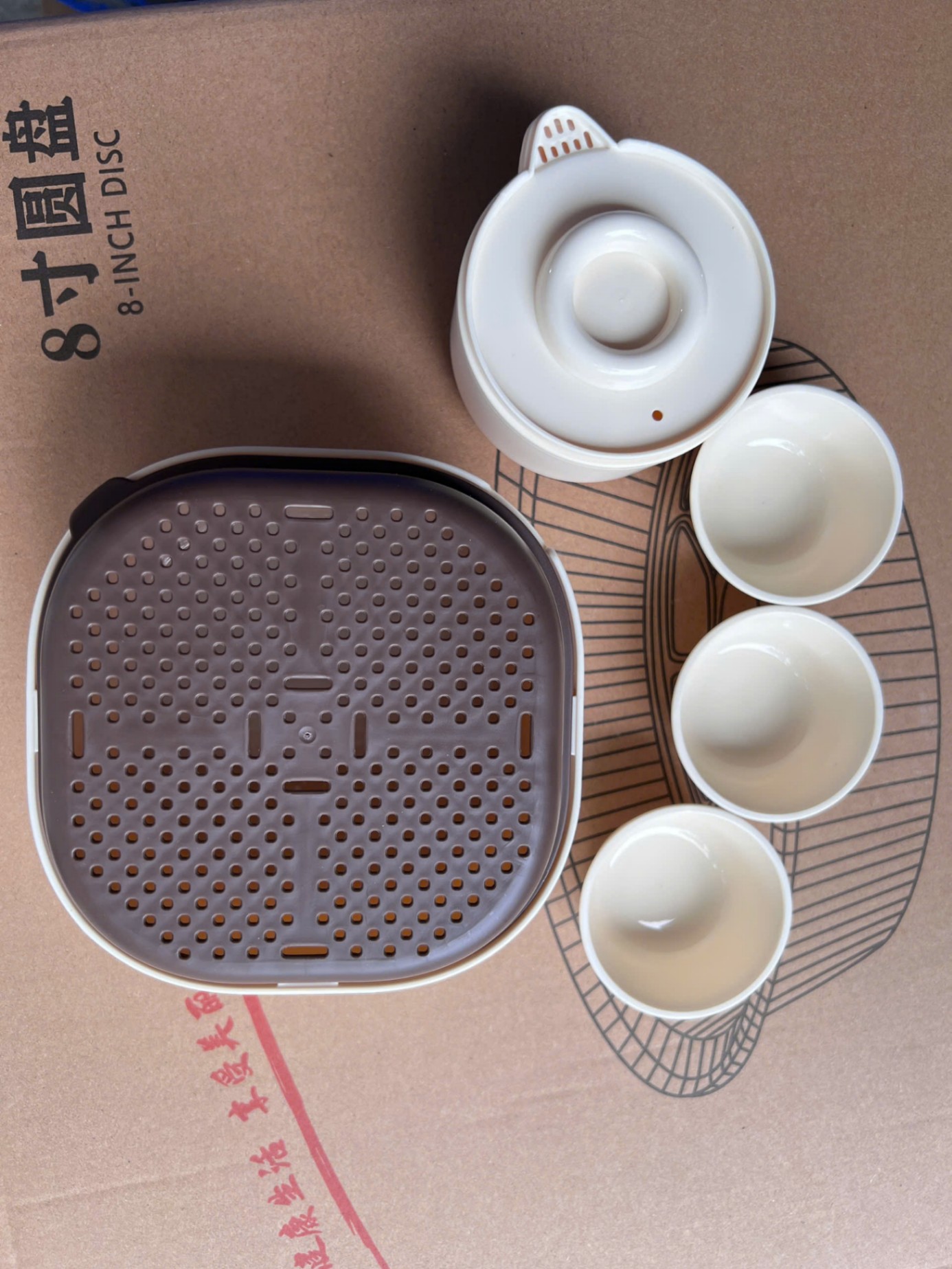 Bộ ấm trà du lịch kèm khay bằng nhựa (Kiện 40 bộ)