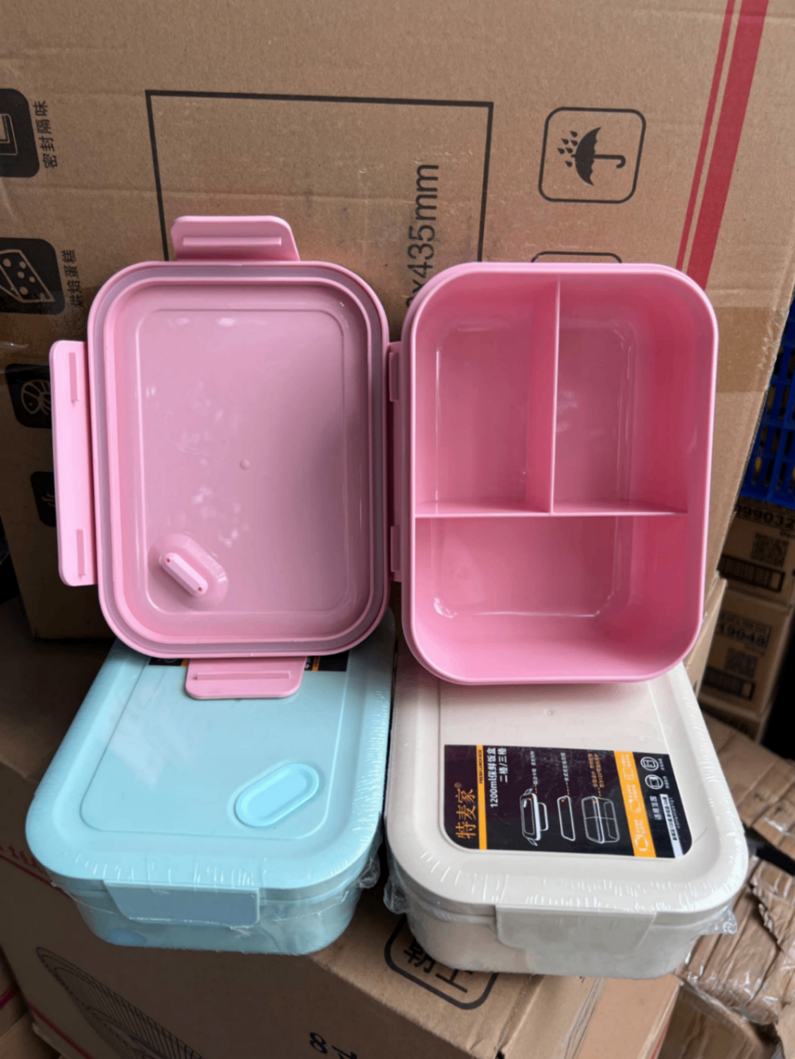 Hộp đựng cơm 3 ngăn bằng nhựa (kiện 100 cái)