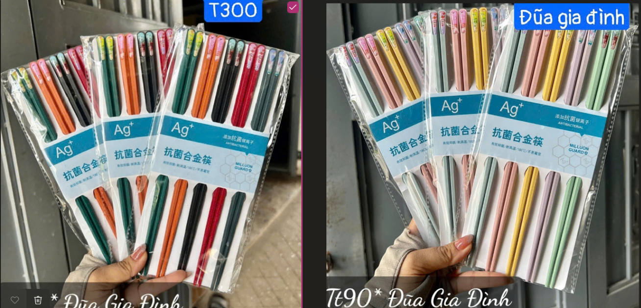Set 5 đôi đũa gia đình màu sắc ngẫu nhiên Tmark (Kiện 300 set)