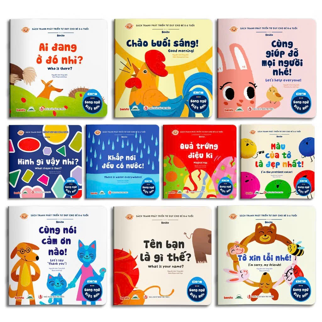 Combo 10 quyển song ngữ Anh Việt Ehon phát triển tư duy cho bé 0-6 tuổi