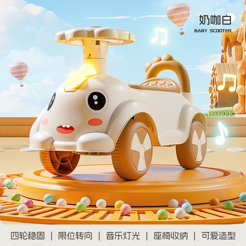 Đồ chơi: Xe chòi chân cho bé, có 4 bánh chất liệu: nhựa + sắt, có nhạc, dùng pin, chiều cao yên 34cm.
