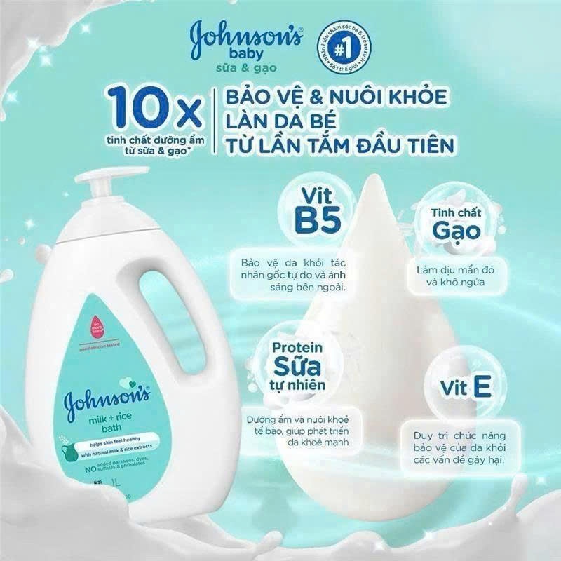 Sữa tắm Johnson's Baby chứa sữa và gạo 1000ml 2