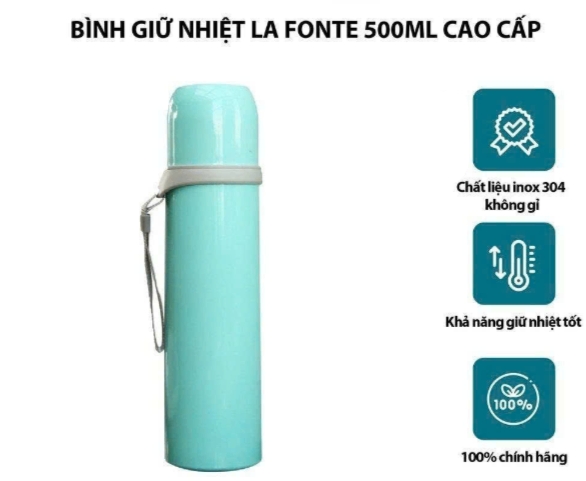 La Fronte- Bình giữ nhiệt 500ml inox 304- màu xanh ngọc (Kiện 50 cái) 2