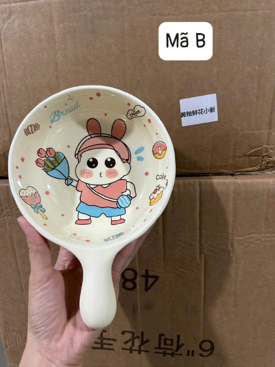 Thố sứ tay cầm hoạt hình shin SBW001 ( Kiện 48 cái) ( hàng nguyên kiện) 2