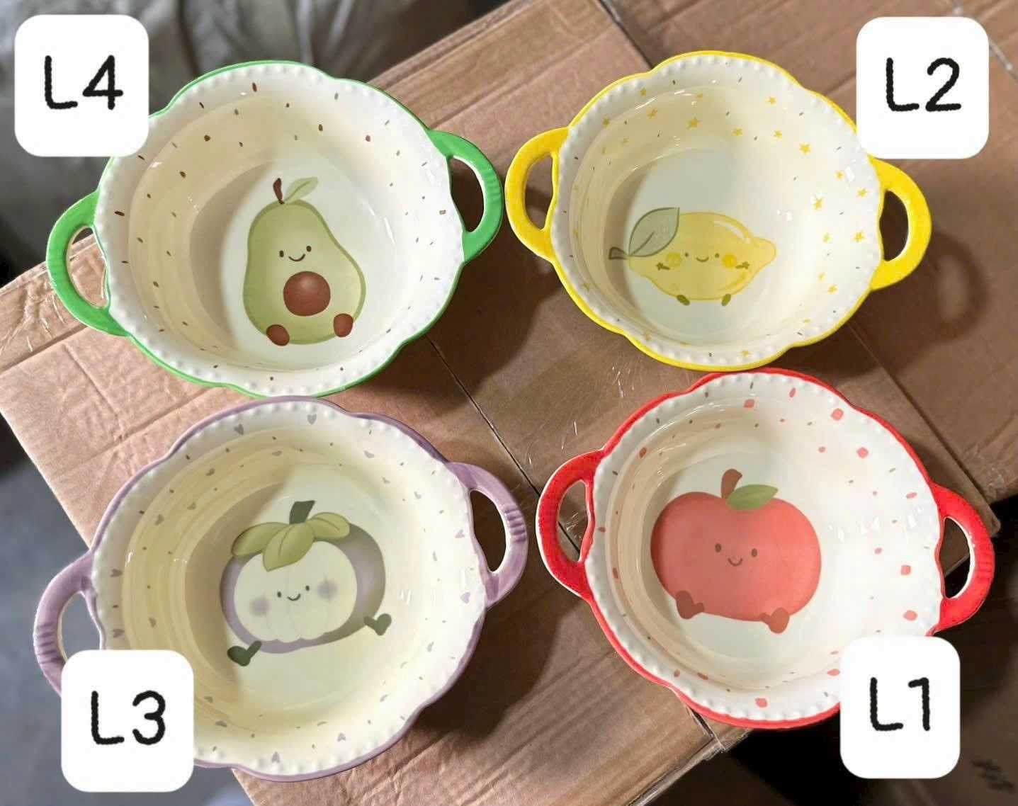 Tô 2 tai 9.5 trái cây L 1,2,3,4 ( Kiện 48 cái) ( hàng nguyên kiện) ( không mix mẫu) 2