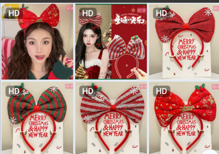 Bờm, băng đô cài tóc Noel hình nơ siêu xinh ( kiện 159 cái) 2