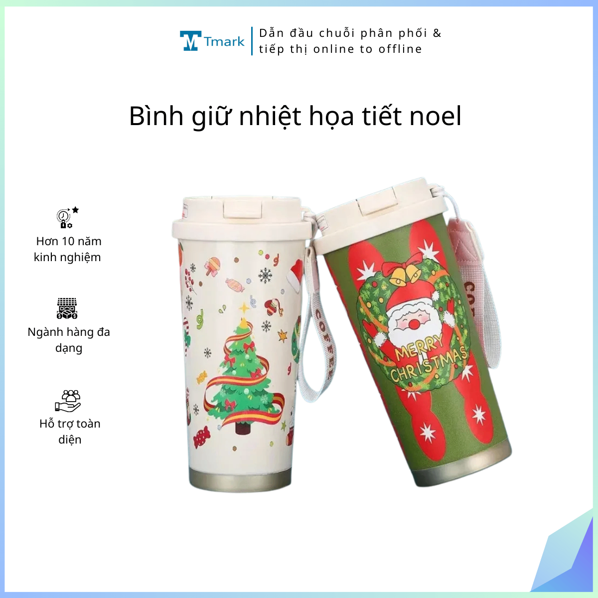 Bình giữ nhiệt họa tiết noel (Kiện 100 cái)