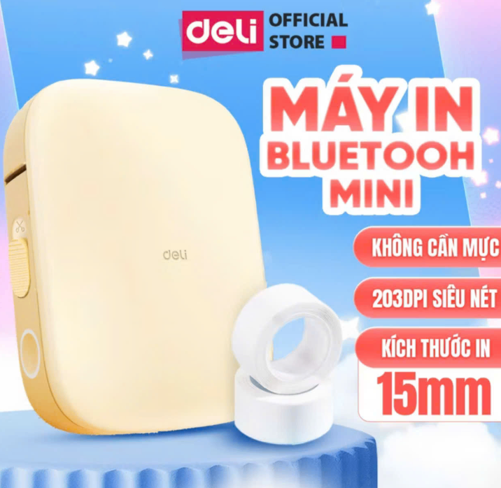 Máy In Nhãn Mini ES440 Deli, Máy In Nhiệt Cầm Tay Bluetooth In Tem Nhãn, Logo, Sticker Không Cần Mực 2