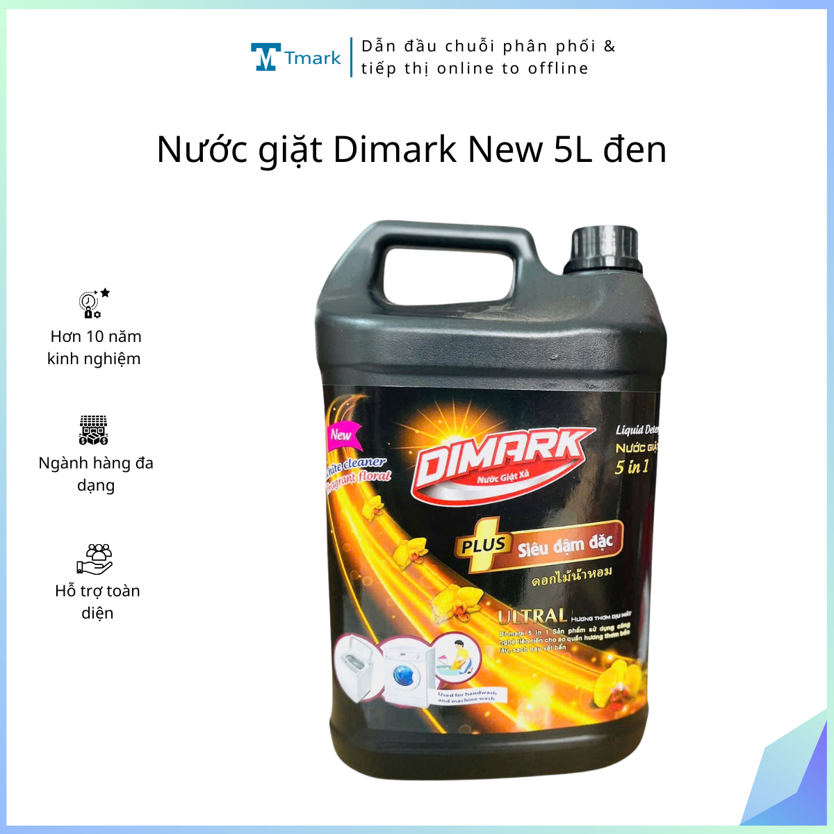 Nước giặt Dimark New 5L đen (Kiện 4 can)