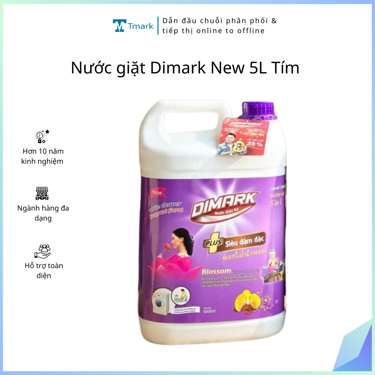 Nước giặt Dimark New 5L Tím (Kiện 4 can)