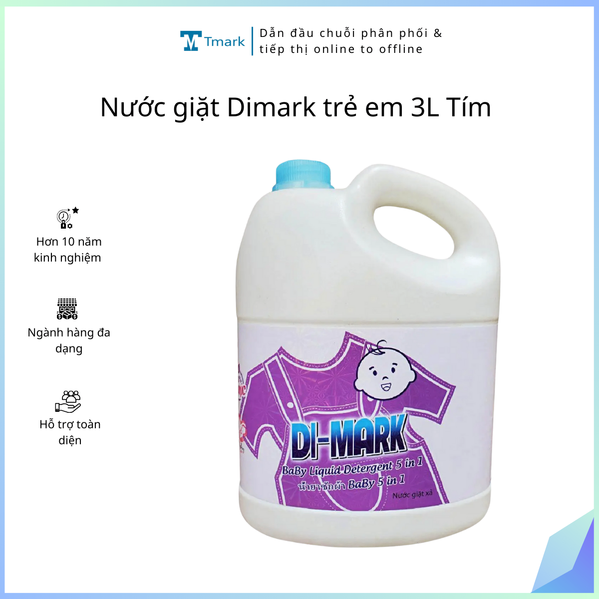 Nước giặt Dimark trẻ em 3L Tím (Kiện 4 can)