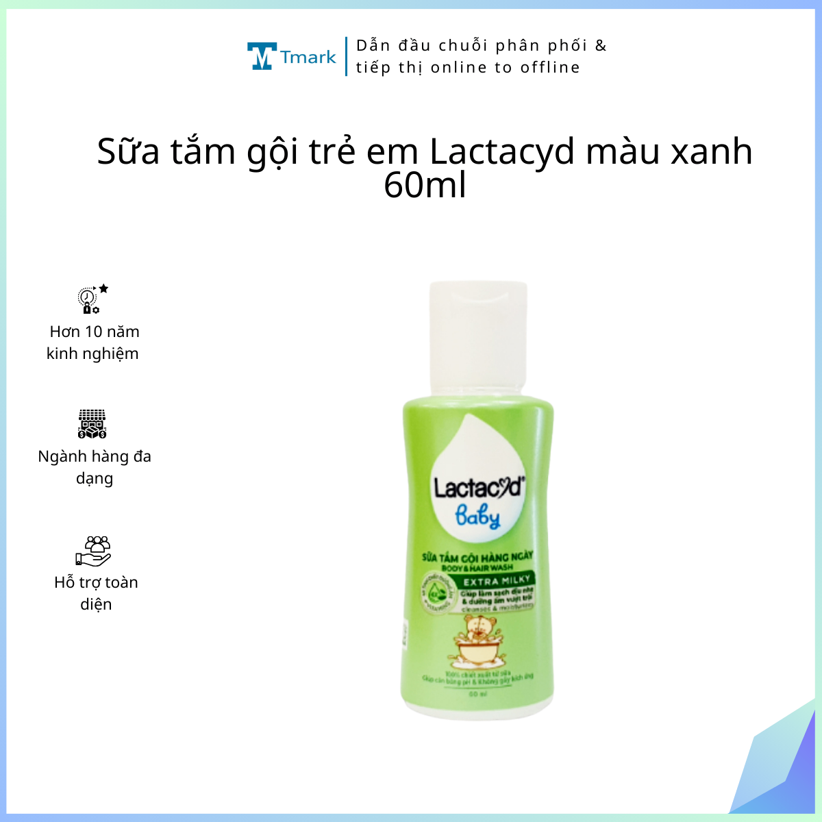 Sữa tắm gội trẻ em Lactacyd màu xanh 60ml (Kiện 96c)