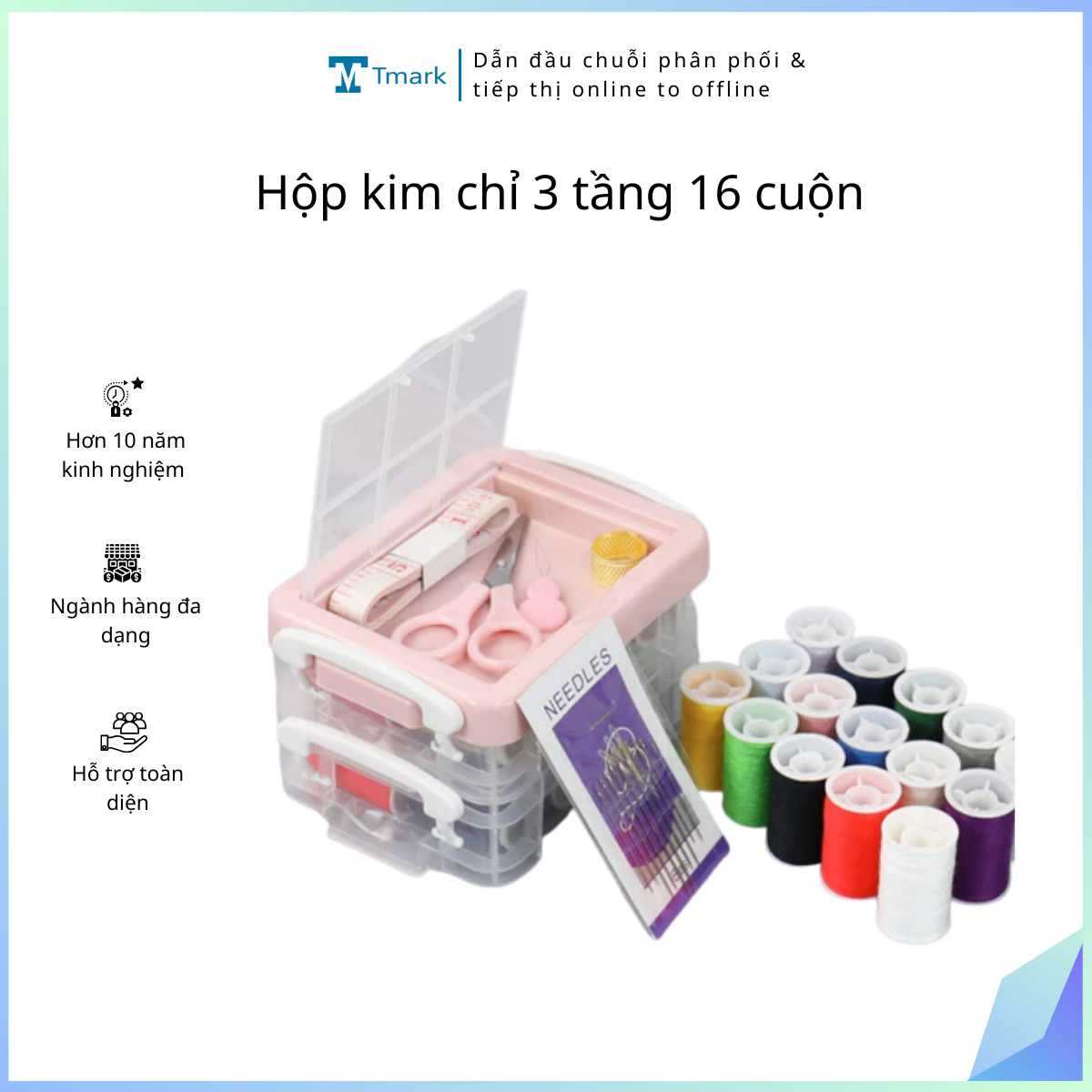 Hộp kim chỉ 3 tầng 16 cuộn (Kiện 120 hộp)