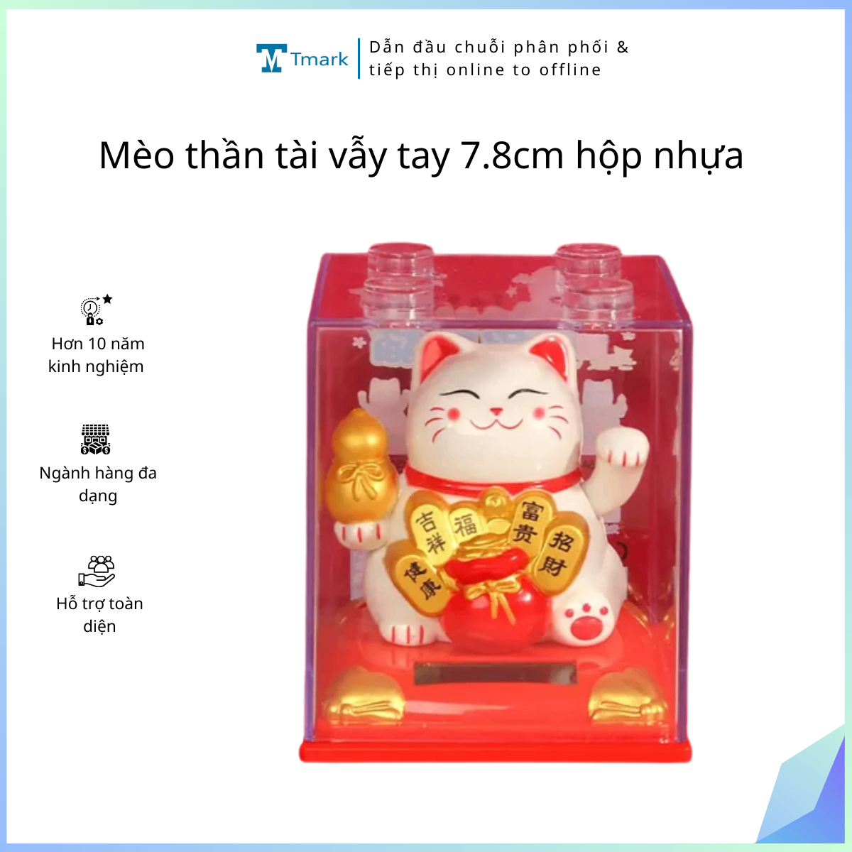 Mèo thần tài vẫy tay 7.8cm hộp nhựa (Kiện 160 cái)