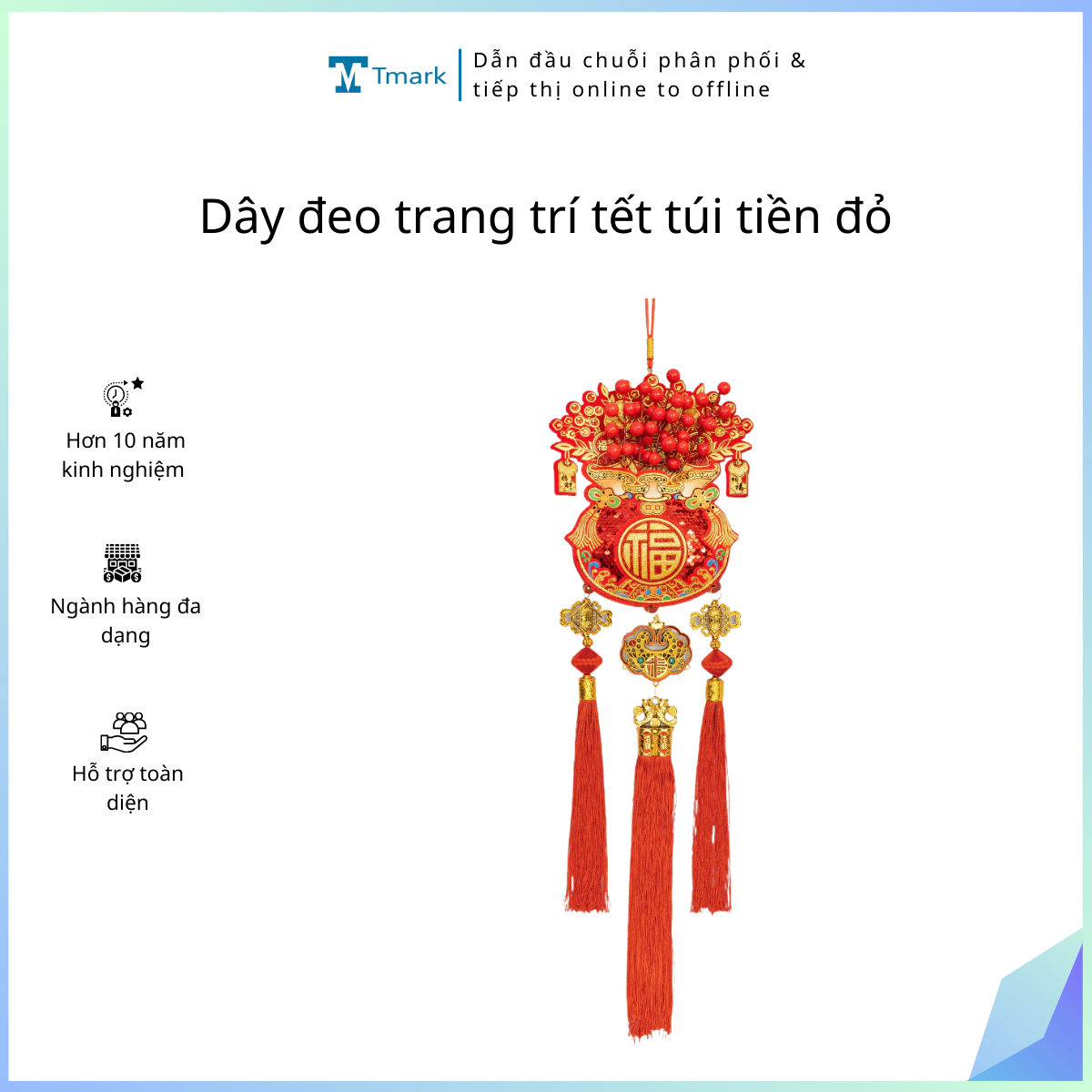 Dây đeo trang trí tết túi tiền đỏ may mắn (Kiện 100 cái