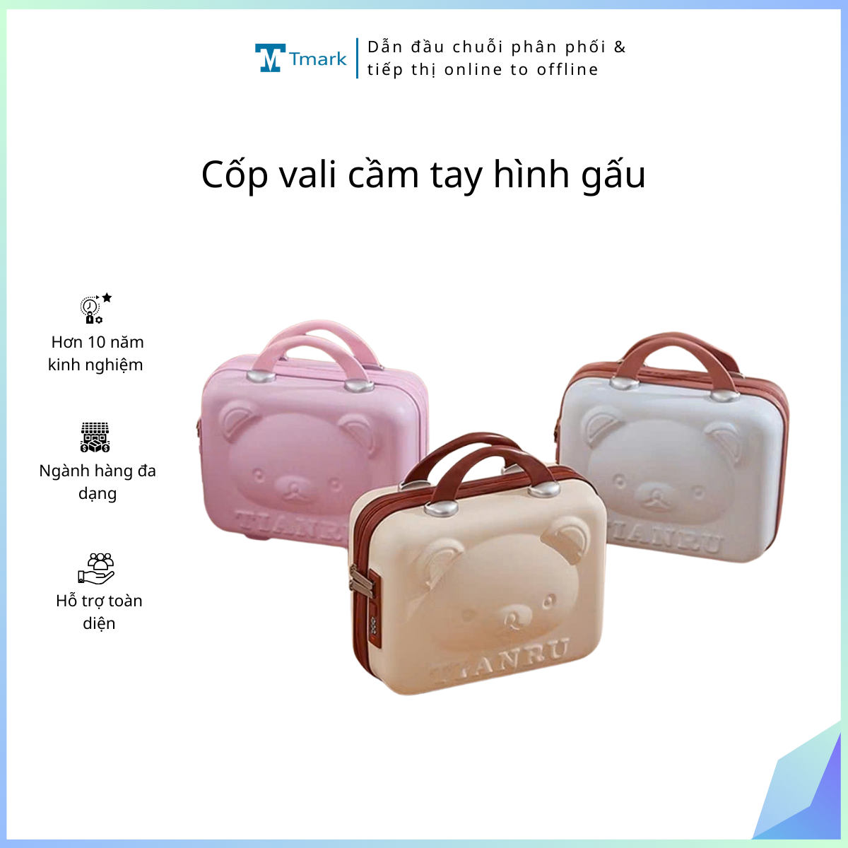 Cốp vali cầm tay hình gấu (Kiện 50 cái)