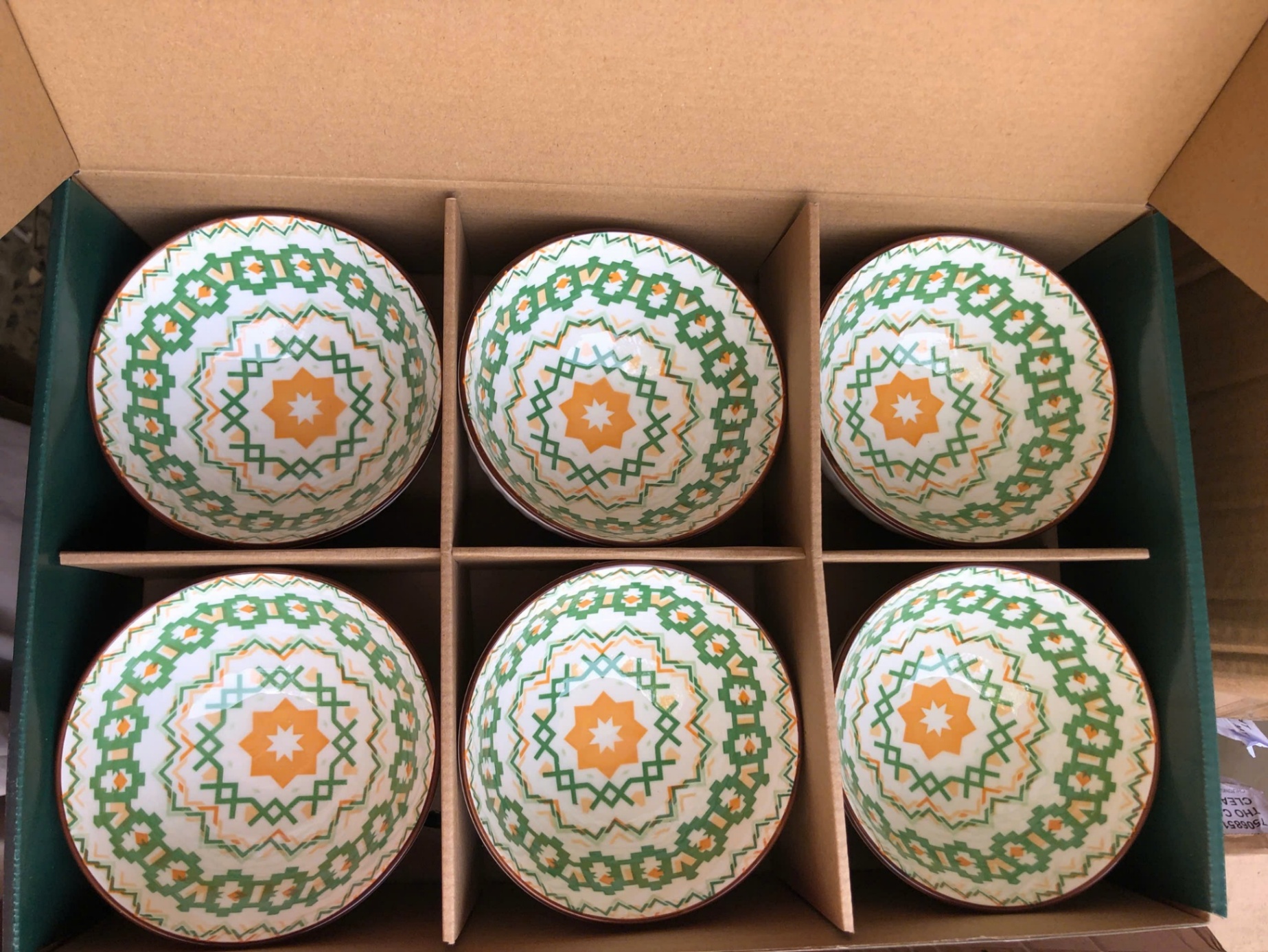 Set 6 chén thổ cẩm xanh mẫu mới (Kiện 14x3 bộ)(Hàng nguyên kiện) 2