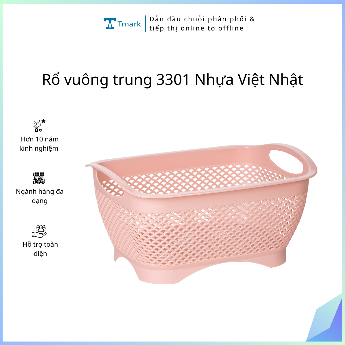 Rổ vuông trung 3301 Nhựa Việt Nhật (kiện 20c) Tmark