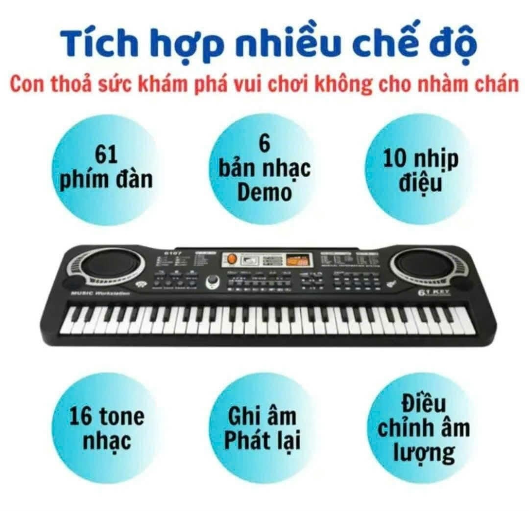 Đồ chơi trẻ em: Đàn organ, bằng nhựa . Kí hiệu : HDA-MQ6106. KT: (54*5*17)cm. +/-10%, dùng pin. Hàng mới 100% 2