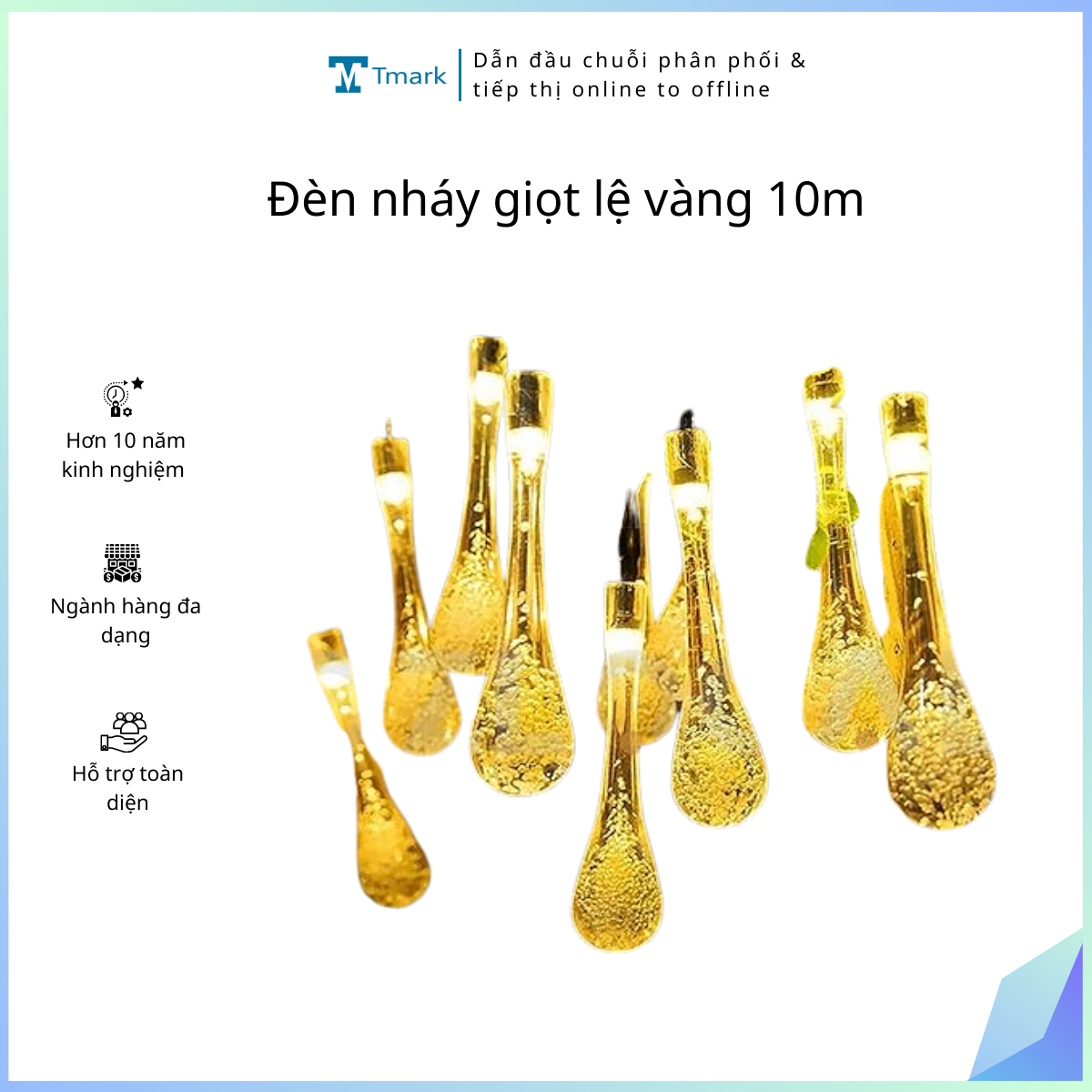 Đèn nháy giọt lệ vàng 10m (Kiện 200 cái)