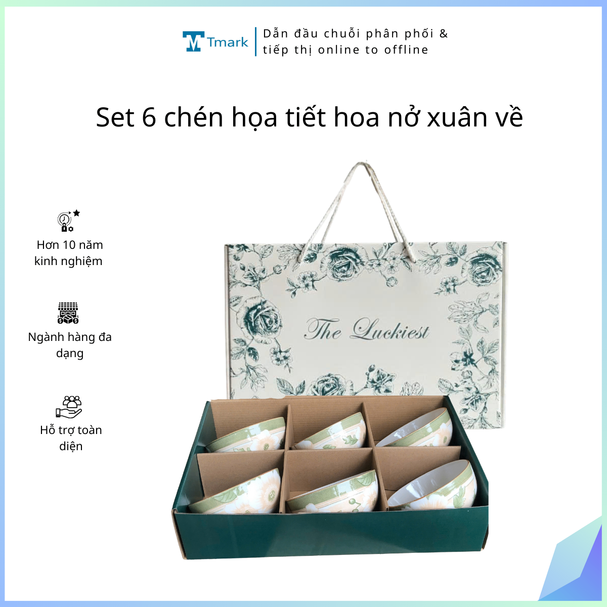 Set 6 chén họa tiết hoa nở xuân về (Kiện 14x3 bộ)(Hàng nguyên kiện)