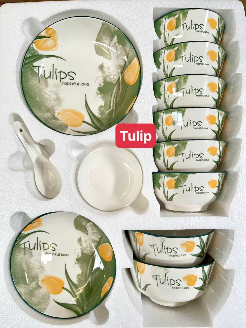 Set bàn ăn 17 món sứ hoa Tulip (kiện 8 bộ)(Hàng nguyên kiện) 2