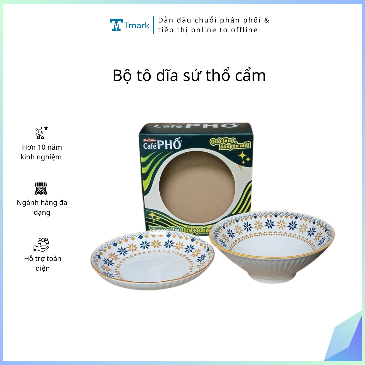 Bộ tô dĩa sứ thổ cẩm (Kiện 50 bộ)(Hàng nguyên kiện)