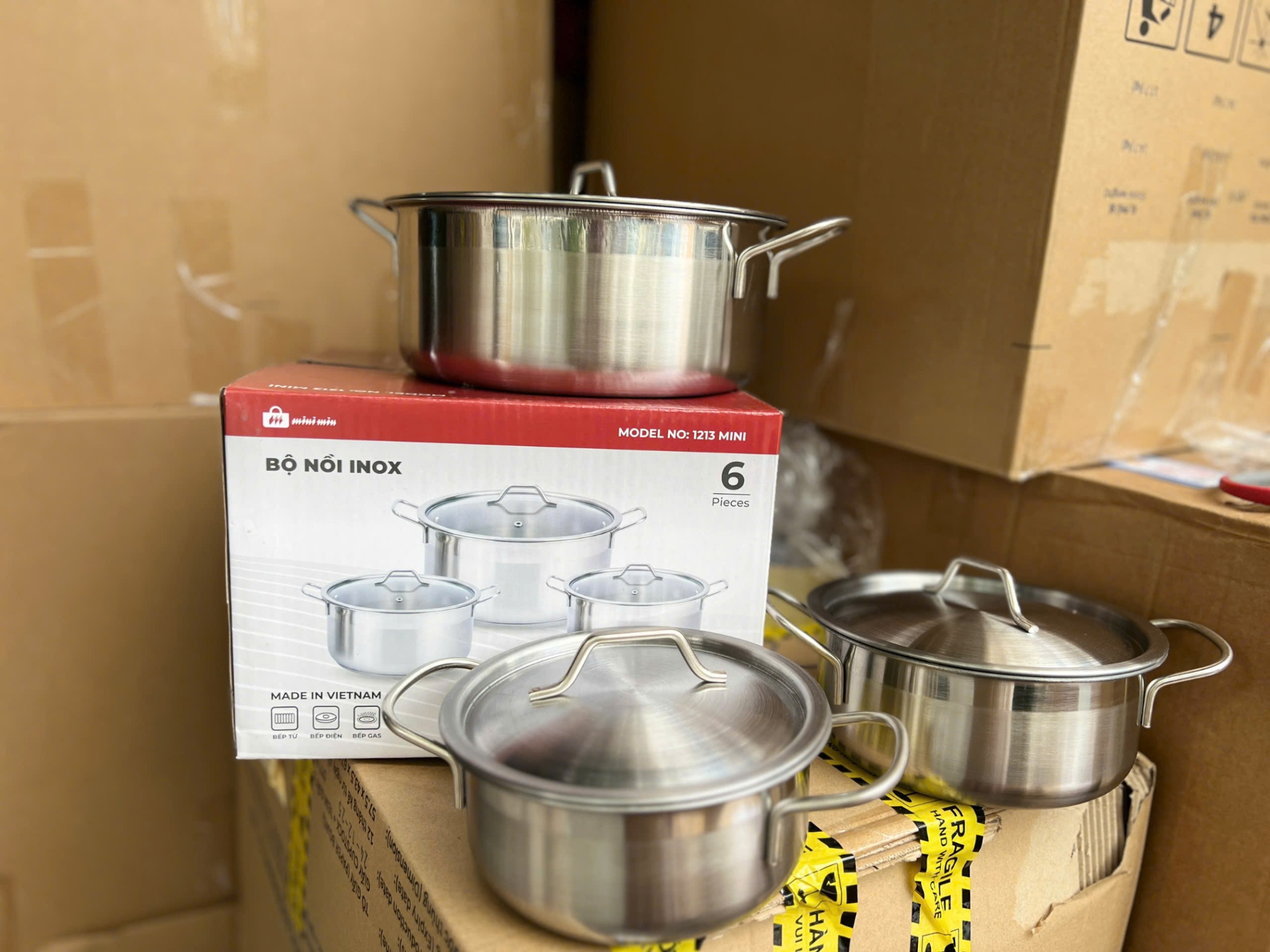 Bộ nồi inox 6 chi tiết mã 1213MINI (Kiện 30 bộ) 2
