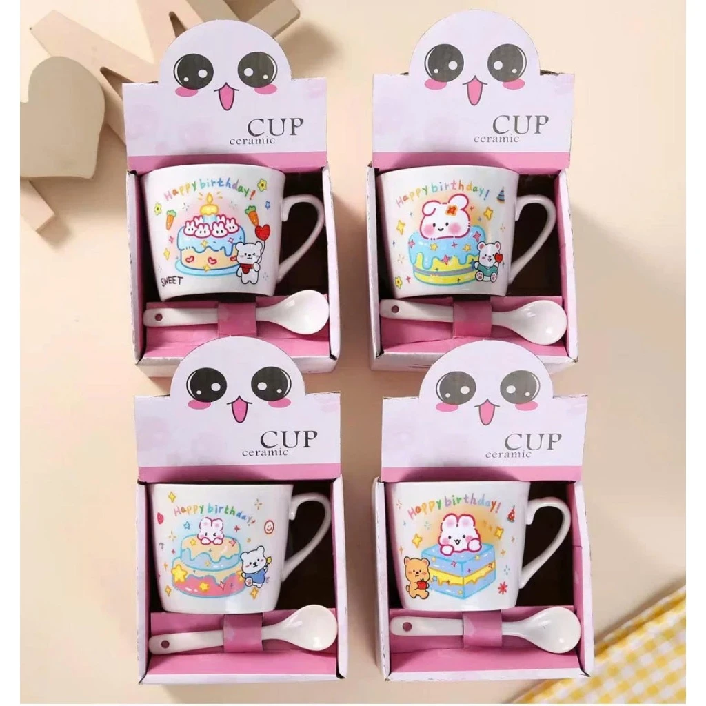 Set cốc sứ thỏ gấu kèm thìa (Kiện 100 set) 2