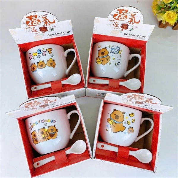 Set cốc sứ Capybara kèm thìa (Kiện 100 set) 2