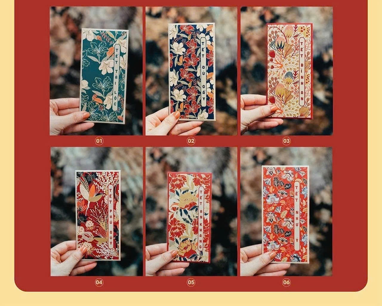 Set 10 bao lì xì hoa lá 4 mùa ( Kiện 100 set) 2