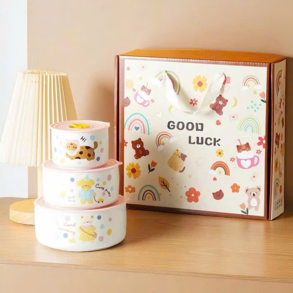 Set 3 bát sứ cao cấp thú cute (Kiện 20 bộ) 2
