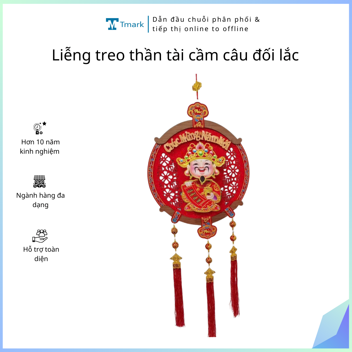 Liễng treo thần tài cầm câu đối lắc (Kiện 100 cái)
