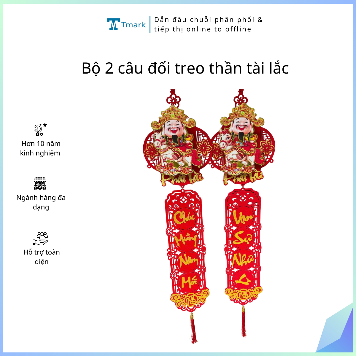 Bộ 2 câu đối treo thần tài lắc (Kiện 100 bộ)