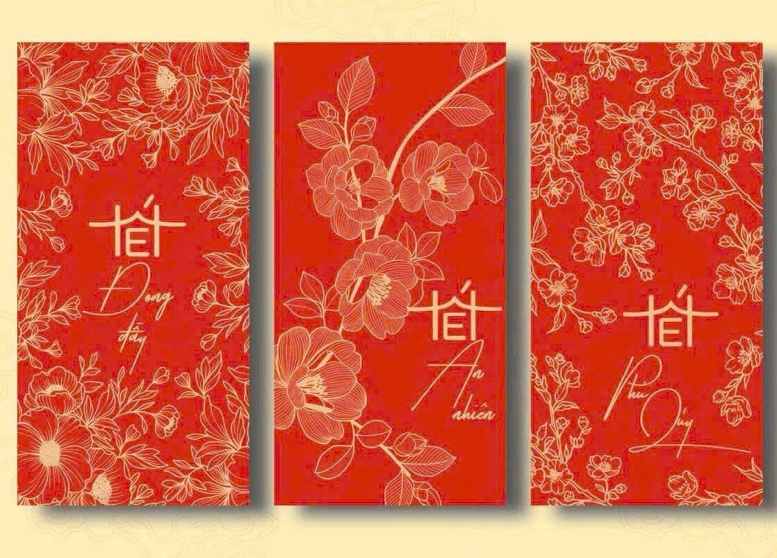 Set 6 bao lì xì gấm hoa đỏ (Kiện 300 set) 2
