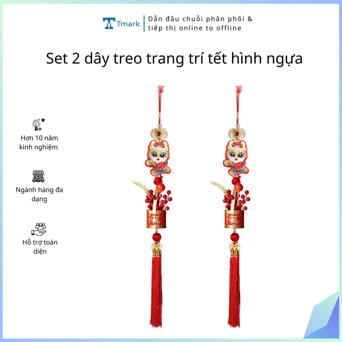 Set 2 dây treo trang trí tết hình ngựa (Kiện 100 set)