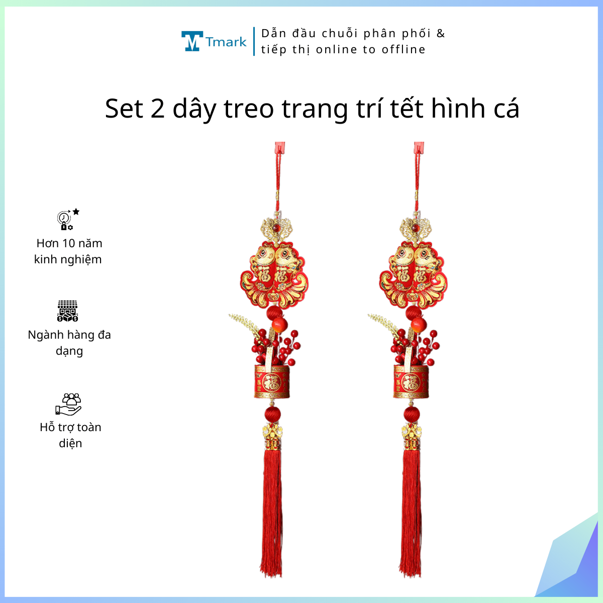 Set 2 dây treo trang trí tết hình cá (Kiện 100 set)