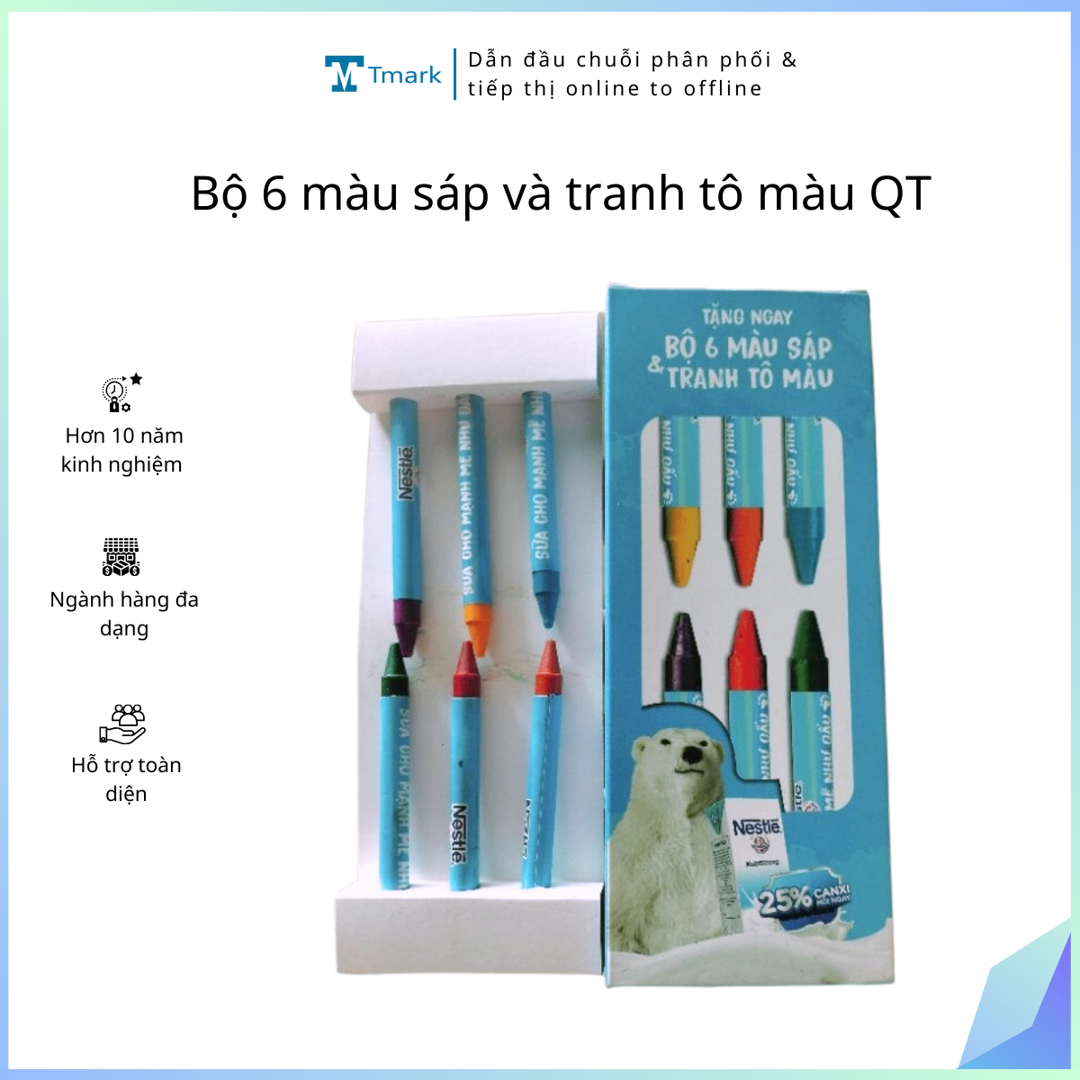 Bộ 6 màu sáp và tranh tô màu QT