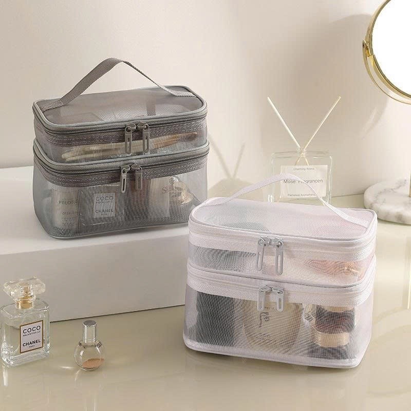 Túi đựng mỹ phẩm lưới 2 tầng (Kiện 150 cái) 2