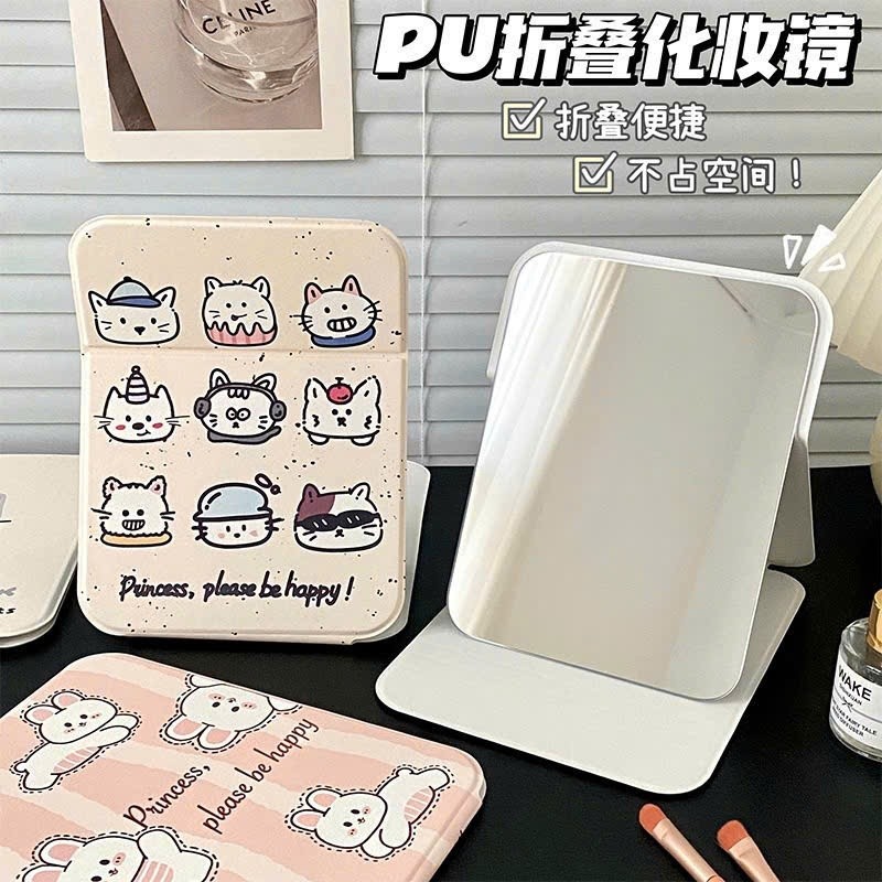Gương trang điểm gấp gọn bọc da dễ thương 20.5cm Tmark (Kiện 113 cái) 2
