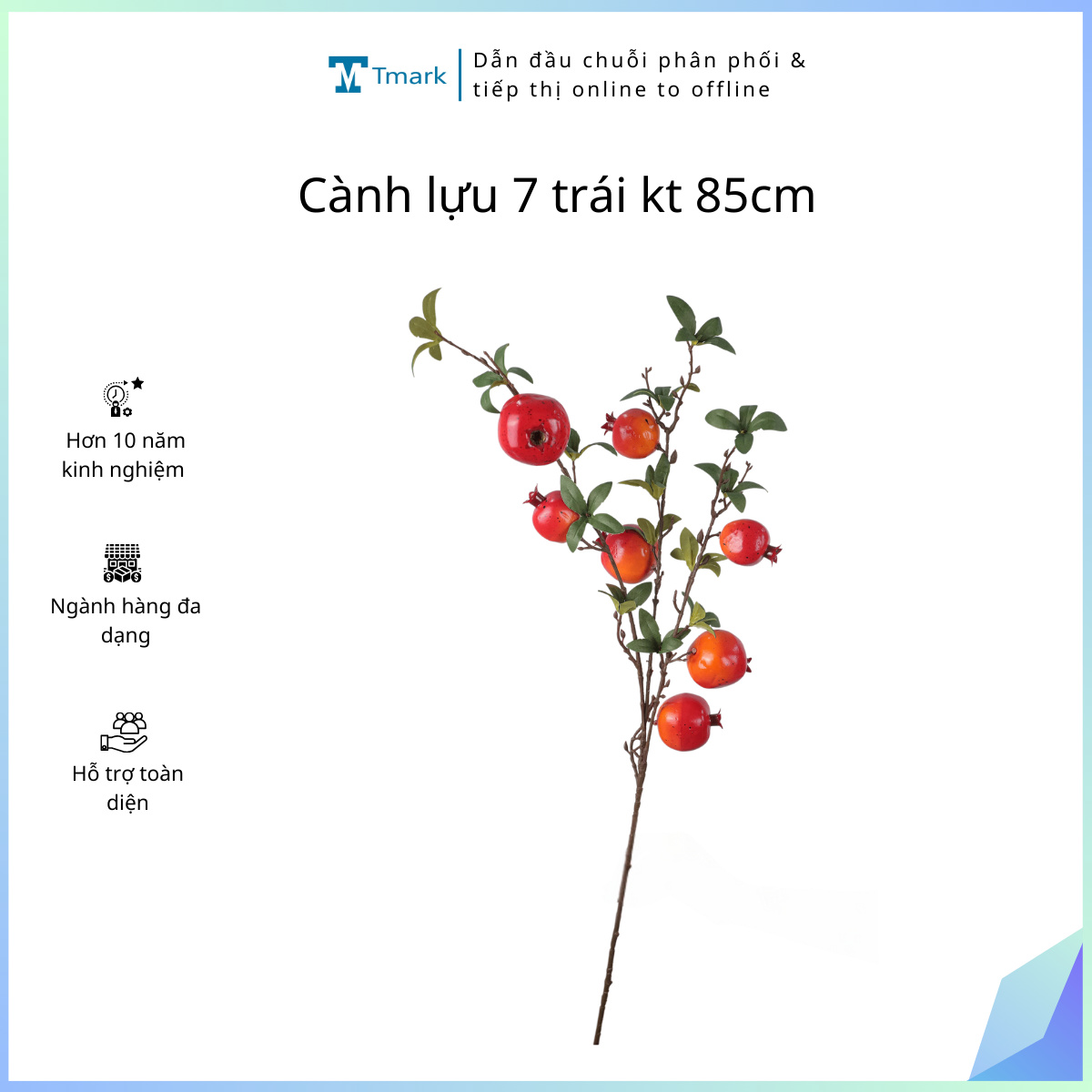 Cành lựu 7 trái kt 85cm (Kiện 140 cái) - 10 cành