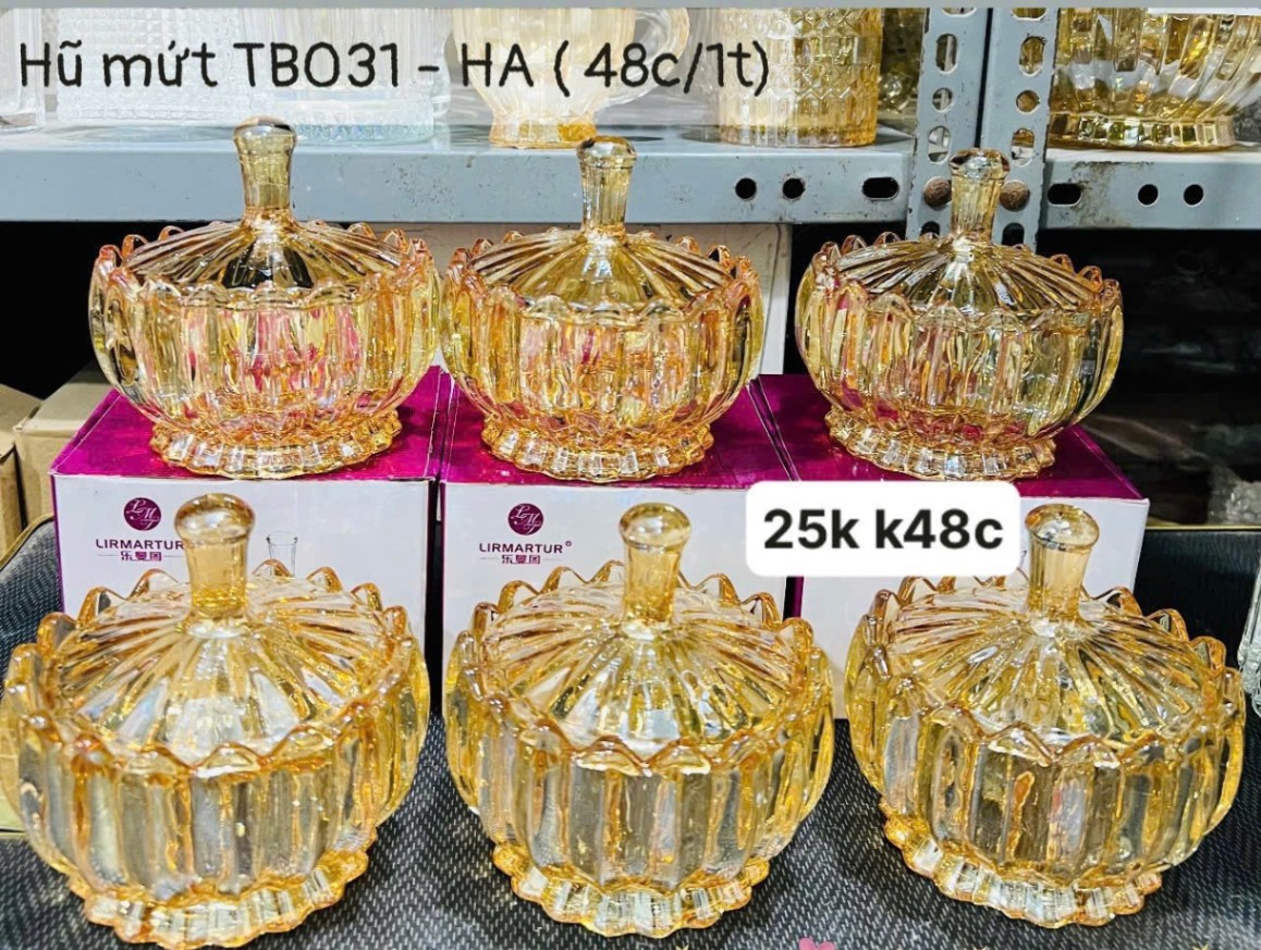 Hũ mứt thuỷ tinh TB031 vàng ( Kiện 48 cái) 2