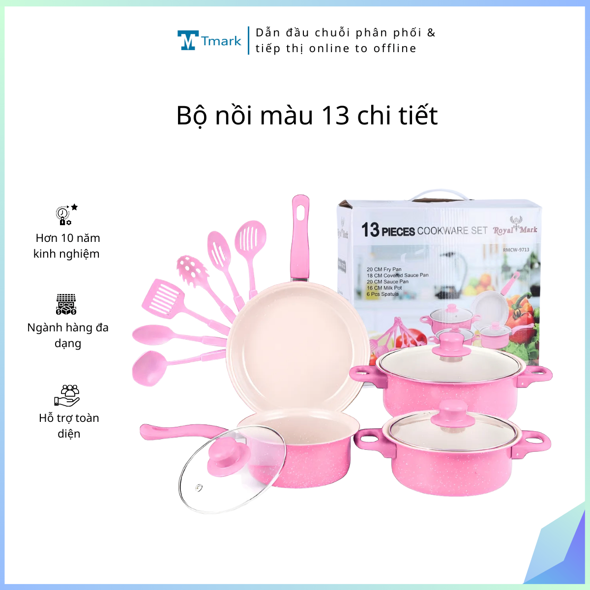 Bộ nồi màu 13 chi tiết (Kiện 12 bộ)