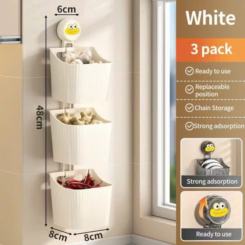 Giỏ đựng đồ bếp hút chân không mặt hề 3 tầng mix màu (Kiện 105 cái) 2