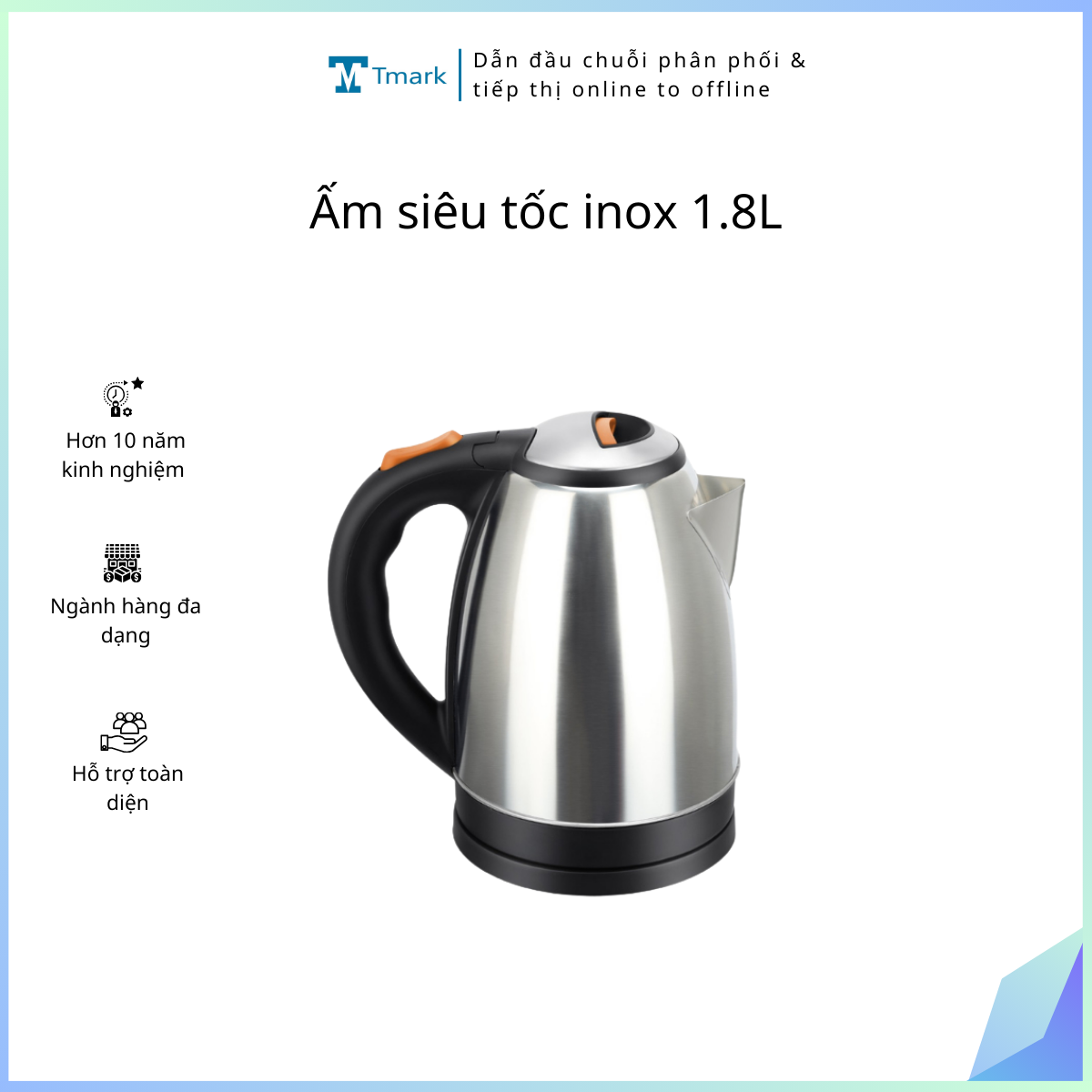 Ấm siêu tốc inox 1.8L Tmark (Kiện 24 cái)