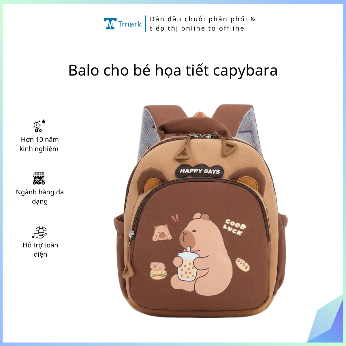 Balo cho bé họa tiết capybara (Kiện 100 cái)
