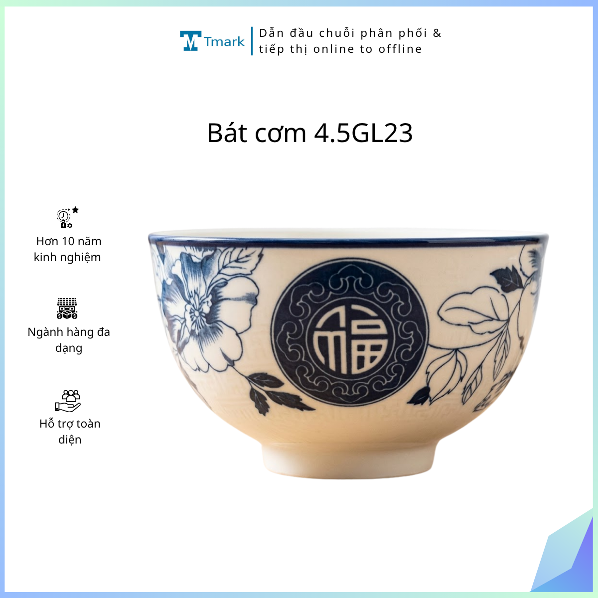 Bát cơm 4.5GL23 hoạ tiết ngẫu nhiên ( Kiện 120 cái) ( hàng nguyên kiện)