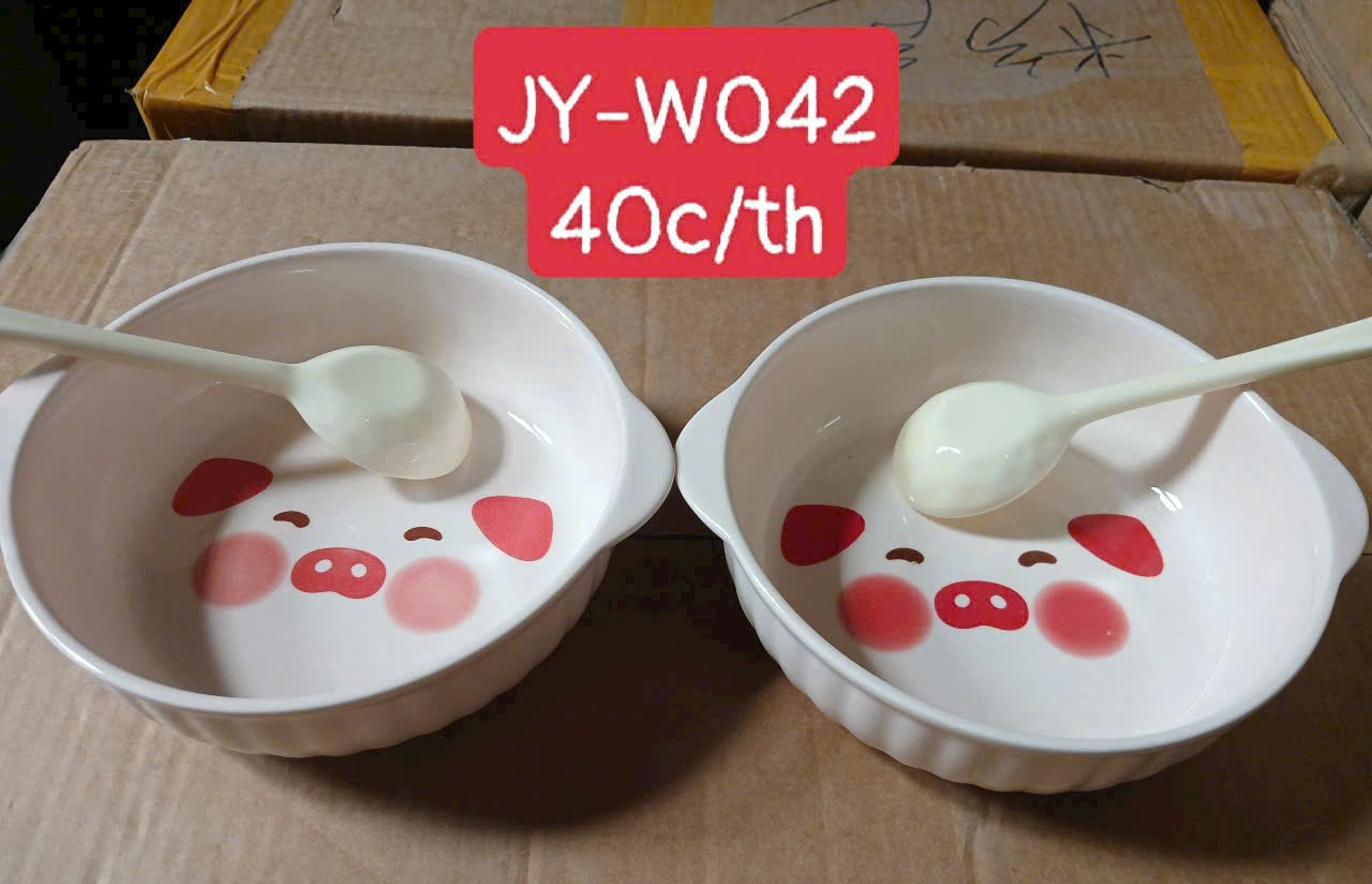 Set bát sứ hoạt tiết gấu dễ thương kèm muỗng (Kiện 40 set) 2